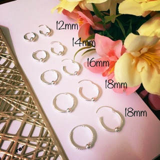 ตุ้มหูห่วงเป็นวงวง Hoop Earring 925 Sterling Silver