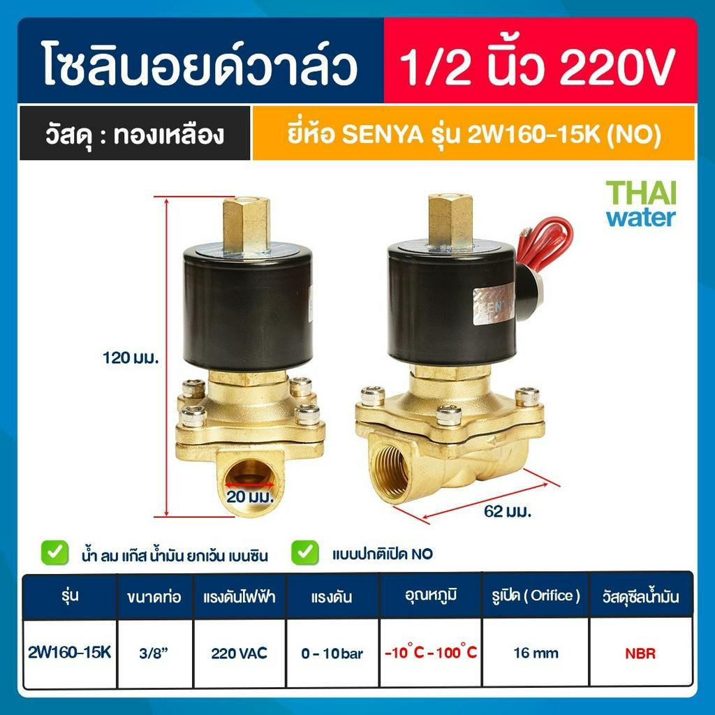 SENYA  แบบปกติเปิด NO Solenoid valve โซลินอยด์วาล์วทองเหลือง โซลินอยด์วาล์ว วาล์วไฟฟ้า วาล์วน้ำ วาล์