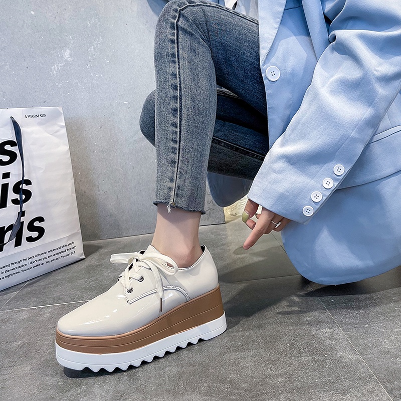 Bright Woman Wedges Lace-Up Casual Comfy Heels รองเท้า 7 ซม. ขนาด 35-42