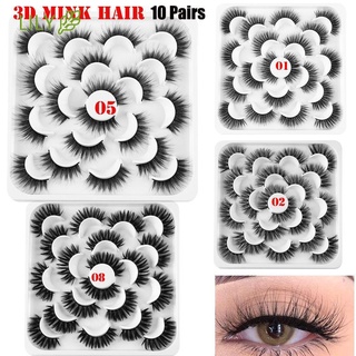 Lily SKONHED 10 Pairs 3D Mink Hair Thick Long Fluffy False Eyelashes Handmade Eyelashes Extension Makeup Tools Cruelty-free Wispy