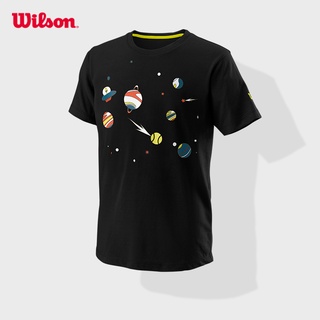 เสื้อยืดคอกลม แขนสั้น ผ้าฝ้าย พิมพ์ลาย Wilson ทรงหลวม เข้ากับทุกการแต่งกาย แฟชั่นสําหรับเด็ก