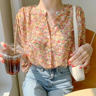 FLORAL CHIFFON SHIRT เสื้อเชิ้ตชีฟองลายดอก มี2สี