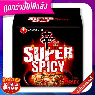 นงชิม ชินรามยอน เรด บะหมี่กึ่งสำเร็จรูป รสเผ็ดมาก 120 กรัม x 5 ซอง Nongshim Shin Ramyun Instant Noodle Red Super Spicy 1