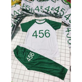 ชุด​เด็ก​ เสื้อสควิดเกมส์ ชุด​456​ (1-11ปี)ชุด AEIOU เออีไอโอยู ชุดผู้เล่น (เสื้อ+​กางเกง)​