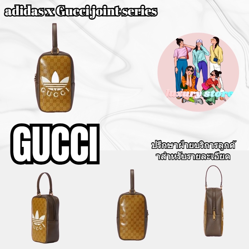 Gucci  adidas x Gucci Joint Series Mini Tote/กระเป๋าสตรี/กระเป๋าเป้สะพายหลัง/ล่าสุด/การรับประกันของแท้