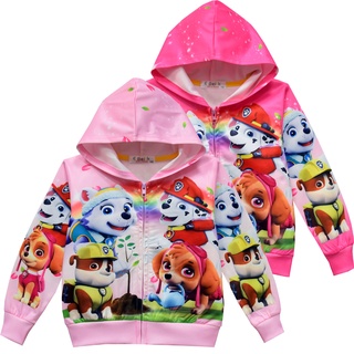 เสื้อแจ็กเก็ตคาร์ดิแกน แขนยาว มีฮู้ด ลายการ์ตูน PAW Patrol สําหรับเด็กผู้หญิง