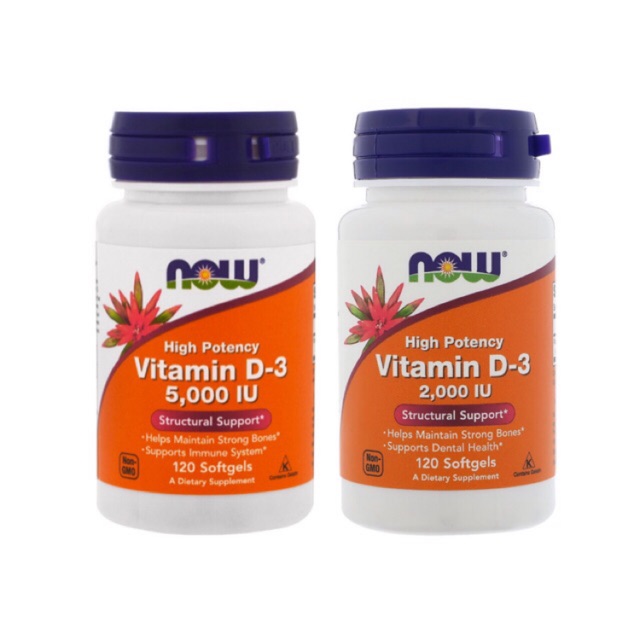 🍁NOW Vitamin D-3  2000 / 5000 / 10000 IU ( 120 Softgels ) พร้อมส่ง