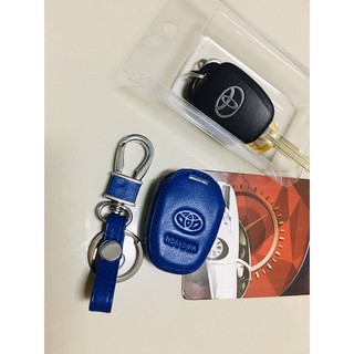 ซองกุญแจรถยนต์TOYOTA VIOS ปลอกกุญแจ Key Case  พวงกุญหนังสีน้ำเงิน TOYOTA-VIOS