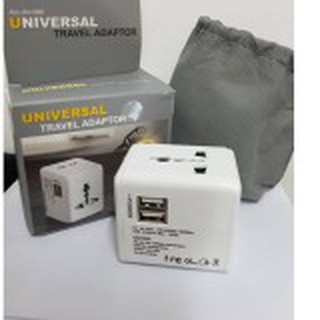 ปลั๊กไฟ Dual USB Universal Adapter All in One รุ่น Square สีดำ พร้อม USB