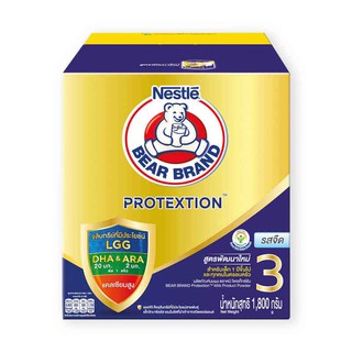 💥โปรสุดพิเศษ!!!💥 ตราหมี โพรเทกซ์ชัน 3 ผลิตภัณฑ์นมผง รสจืด ขนาด 1800 กรัม Bear Brand Protextion Milk Powder Plain 1800 g