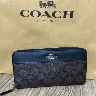 Coach ACCORDION ZIP WALLET IN SIGNATURE CANVAS แท้💯outlet