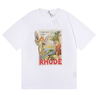 เสื้อยืดแขนสั้นลําลอง คอกลม ผ้าฝ้าย พิมพ์ลาย RHUDE ANGEL With Gods Help HD 2022