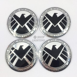 4x 56mm S.H.I.E.L.D Shield Logo Wheel Hub Caps Cover Emblem Sticker Marvel Hero