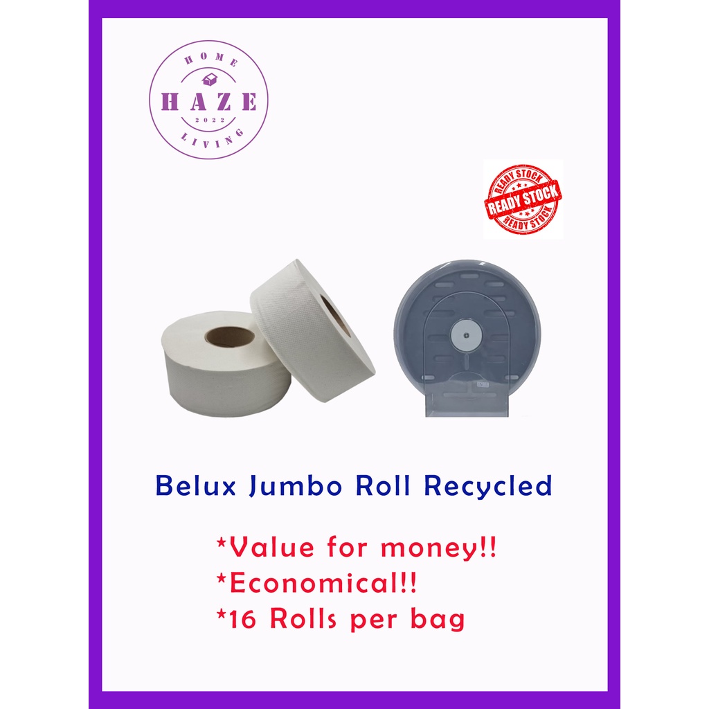 Sg Jumbo Roll Tissue Jumbo Roll กระดาษชําระ 500gm / เยื่อกระดาษรีไซเคิล 2 ชั้น 16 ม้วน / ถุง