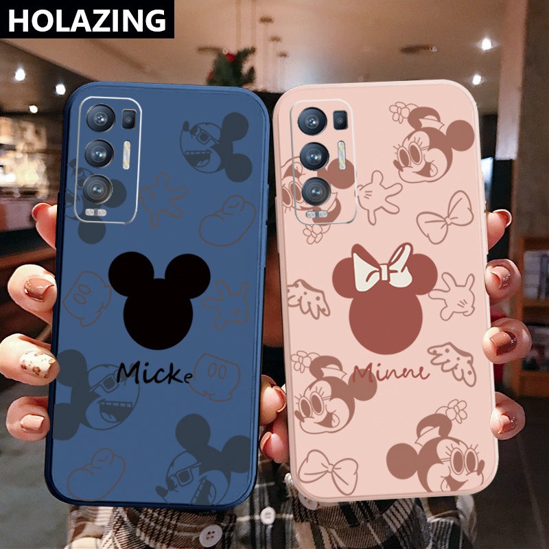 เคสโทรศัพท์มือถือ ขอบสี่เหลี่ยม ลายมิกกี้เมาส์น่ารัก แฟชั่น สําหรับ OPPO Reno6 Z 5G Reno 5 Pro 4 4G 3 Reno2 Z F