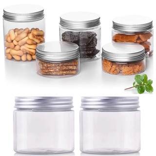 30/50/100/120ml Aluminum Cap Plastic Bottle Round Wide Mouth Transparent Storage Jar Travel Bottle for Home Storage