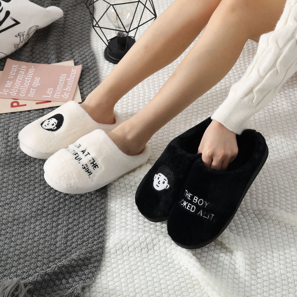รองเท้าสลิปเปอร์ สไตส์เกาหลี ขนฟูนุ่มมาก รองเท้าใส่ในบ้าน รองเท้าใส่ในออฟฟิต