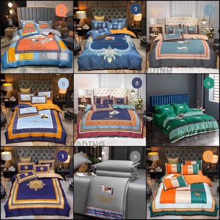 ชุดผ้าปูที่นอนผ้าแพร 6/5/3.5 ฟุต 5 ชิ้น พร้อมผ้านวมหนา ขนาด 6 ฟุต (183 x 226 cm) ลายหลุยส์
