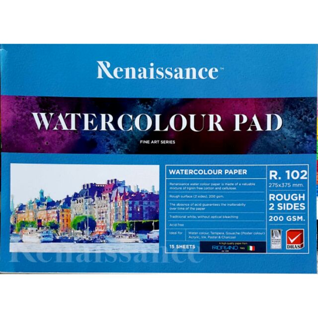 สมุดวาดเขียน Renaissance ชนิดหยาบ A3 R-106 Watercolour Pad