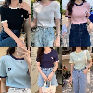 Somedays_closet l🌷พร้อมส่ง🌷 Callme shirts เสื้อยืดผ้าร่องกุ๊นขอบ ปักลายหัวใจcallme baby
