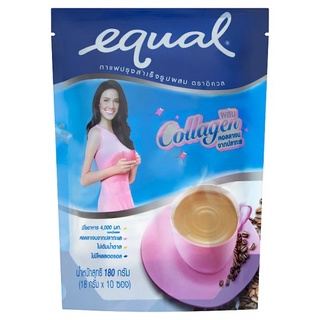 ว๊าว🍟 อิควล กาแฟปรุงสำเร็จรูปผสมคอลลาเจน 18กรัม x 10 ซอง Equal Instant Coffee Mix with Collagen 18g x 10pcs