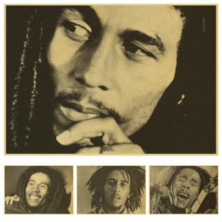 Bob Marley โปสเตอร์ ภาพวาดเพลง ร็อค เร็กเก้ เรโทร สไตล์วินเทจ ย้อนวัย