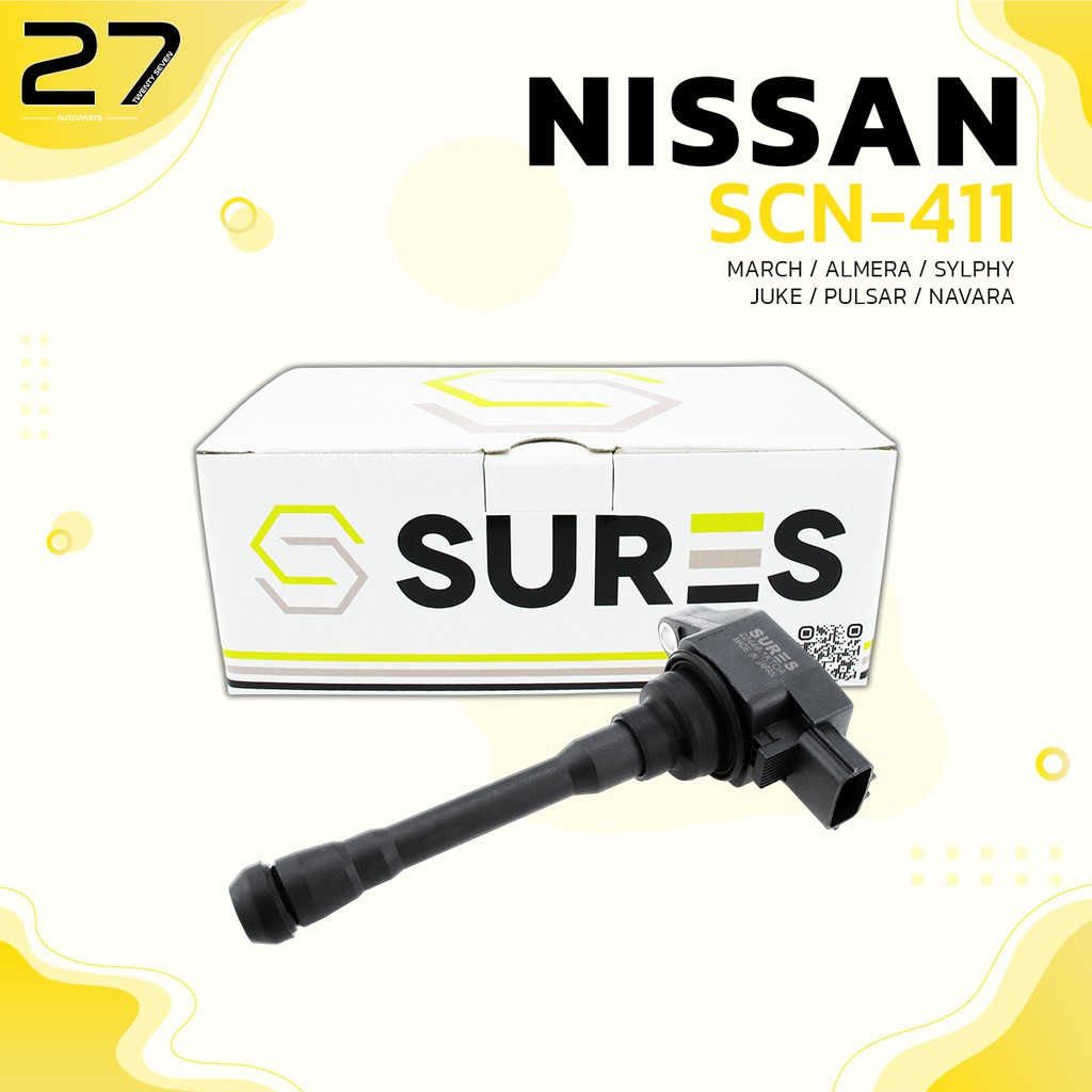 คอล์ยจุดระเบิด SURES - NISSAN MARCH / JUKE / SYLPHY / PULSAR / NAVARA / ALMERA - รหัส SCN-411 - MADE