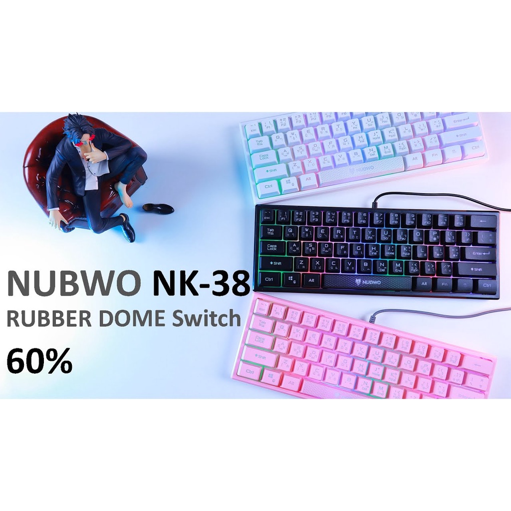 KEYBOARD (คีย์บอร์ด) NUBWO NK-38 WIZARDY MINI KEYBOARD ไฟสวยงาม มีภาษาไทย ไม่มีตัวเลข