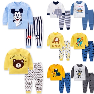 Kids Pyjamas Sets Boys Girls Long Sleeve Cartoon Cotton Sleepwear