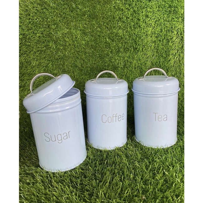 BLUE COLOUR COFFEE SUGAR TEA CANISTER ITEM.