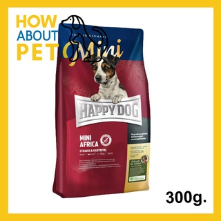 อาหารสุนัข Happy Dog Mini Africa Grainอาหารสุนัขโตพันธุ์เล็ก เกรน-ฟรี 300ก.(1ถุง) Happy Dog Supreme Sensible Mini Africa