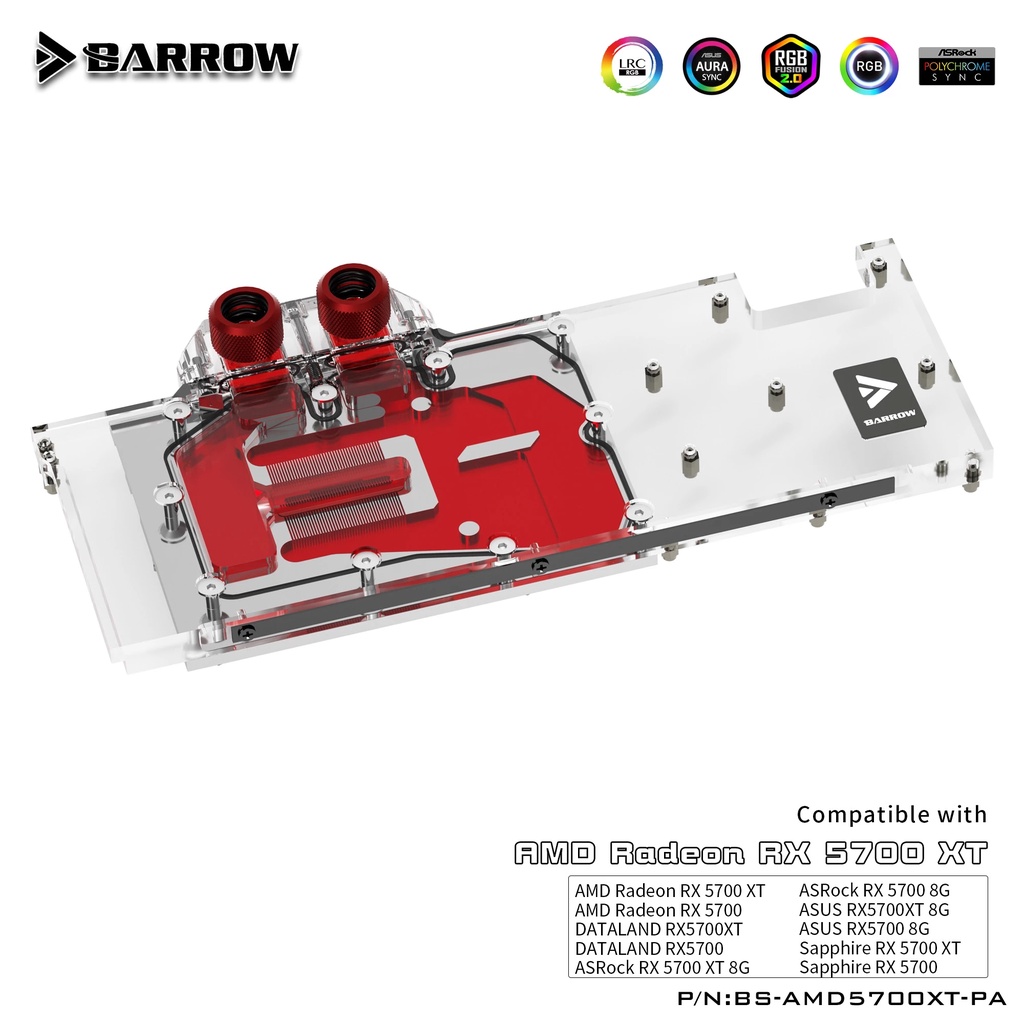 Barrow BS-AMD5700XT-PA การ์ดกราฟิกระบายความร้อน แบบเต็ม สําหรับ AMD Founder Edition Radeon RX5700XT RX5700