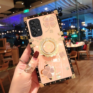 เคสโทรศัพท์มือถือแบบนิ่ม TPU กันกระแทก ลายดอกไม้ พร้อมแหวนขาตั้ง สําหรับ Samsung Galaxy A72 A52 A52s A32 A22 A12 5G 4G