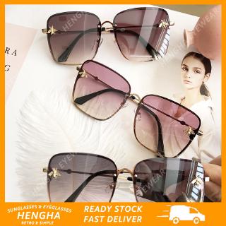 【HENGHA】【พร้อมสต็อก】INS แว่นกันแดดผู้หญิงกรอบโลหะสี่เหลี่ยมแฟชั่น