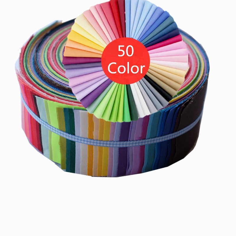 สีธรรมดาสีบริสุทธิ์ประเภทแถบผ้าฝ้าย 9*40 9*80 9*120 ซม.Jelly Rolls ผ้า Bundles DIY patchwork ผ้า kain 50 ชิ้น