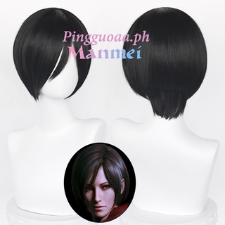 Manmei Ada Wong Cosplay Resident Evil 8 Cosplay Women 32cm Short Black Wig Cosplay Anime Cosplay Wigs Heat Resistant Synthetic Wigs