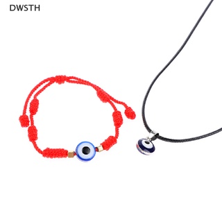 Dwsth☀ เครื่องประดับ สร้อยคอโชคเกอร์ สร้อยข้อมือ จี้ตาชั่วร้าย 3 ซม. สีฟ้า