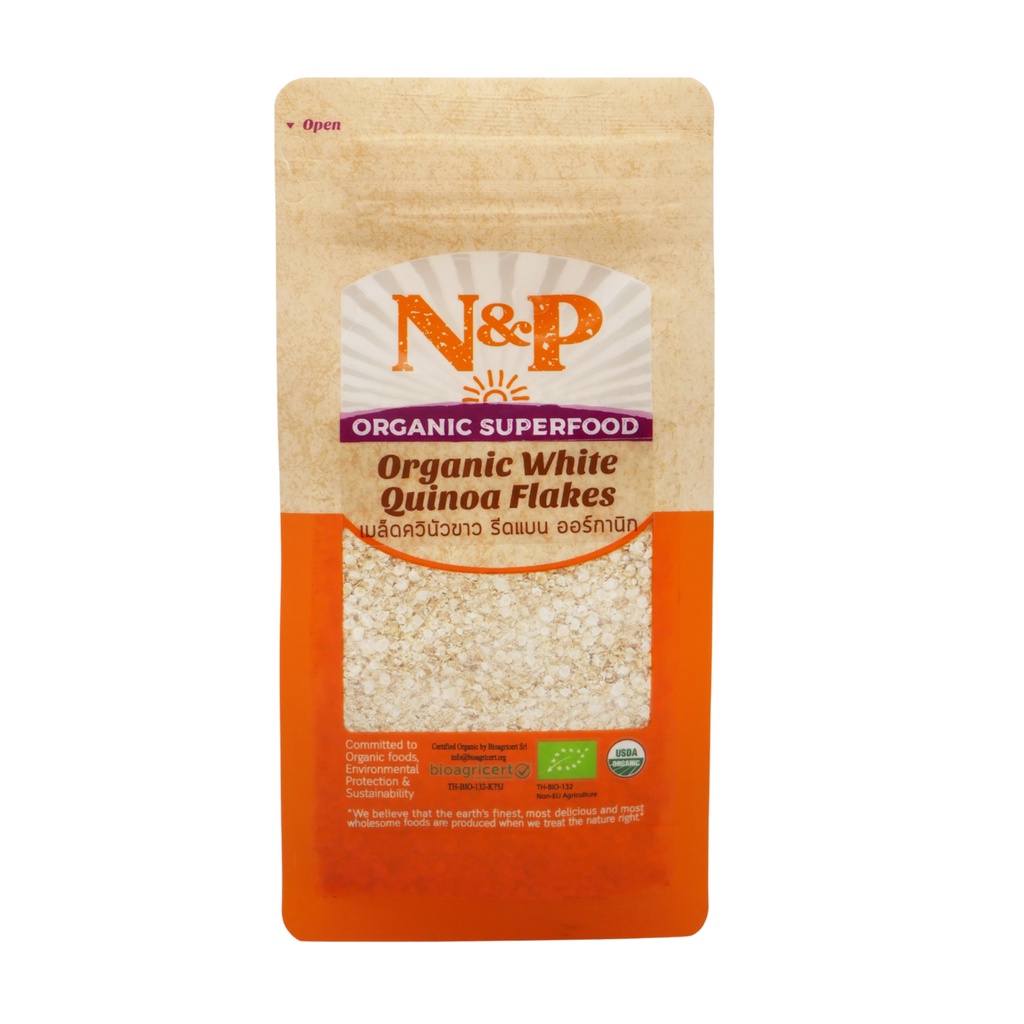 N&P Organic ควินัวขาวรีดแบนออร์แกนิค ปริมาณ 150 กรัม Organic Quinoa White Flake 150 g