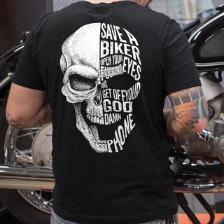 เสื้อยืดโอเวอร์ไซส์[อายุ] Gildan เสื้อยืด ผ้าฝ้าย 100% พิมพ์ลาย Save a biker สําหรับผู้ชายS-3XL