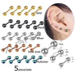 ต่างหูสแตนเลสดัมเบลคู่ 5 ชิ้น 16 กรัม