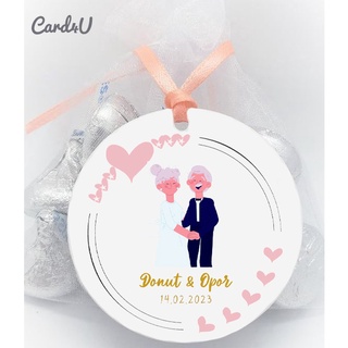 (แพค 50) ป้ายแท็กทรงกลมของชำร่วยงานแต่งงาน Wedding (Wedding Gift Tag) – เปลี่ยนชื่อได้