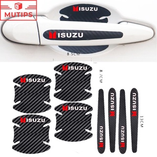 4/8 PCS คาร์บอนไฟเบอร์รถประตูชามจับสติกเกอร์สำหรับ ISUZU Panther Elf Traga Dmax Nmr71 Mux Trooper MU7 TFR Crosswind Panther Sportivo