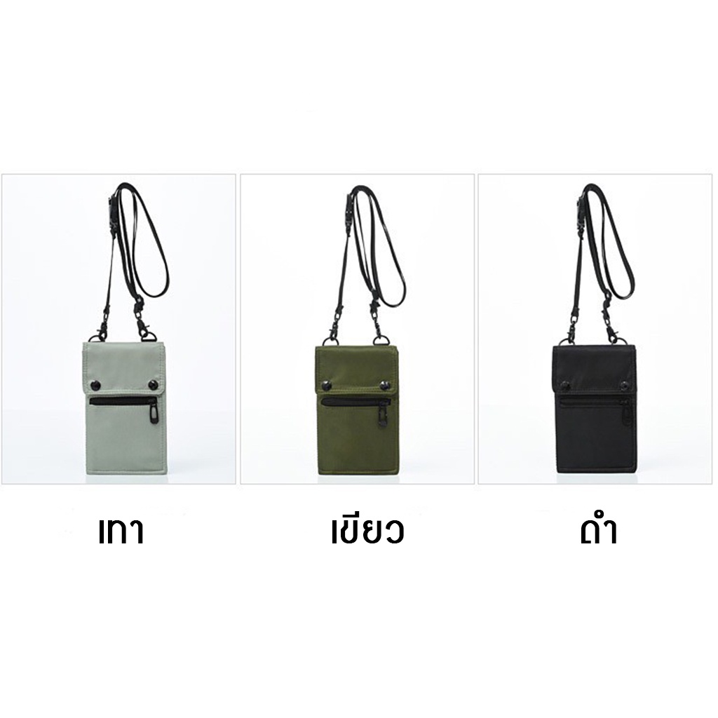 GUCSELECTED(B1773) กระเป๋าสะพายข้างผ้าไนล่อน ใส่โทรศัพท์ได้มีหลายช่อง+สายคล้องเป็นเหล็ก