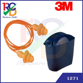 3M 1271 ปลั๊กอุดหูมีสายพร้อมกล่อง สีส้ม (สายพีวีซี)