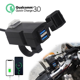 Qc3.0 อะแดปเตอร์ชาร์จพาวเวอร์ซัพพลาย USB คู่ 12V 3.0 12V กันน้ํา สําหรับโทรศัพท์มือถือ รถจักรยานยนต์