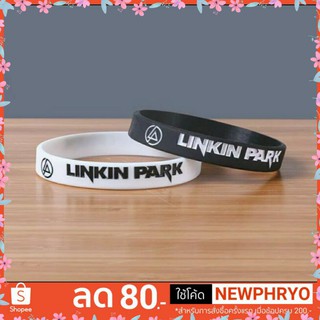 (🎉ถูกมาก🎉) ริสแบนด์ LINKIN PARK Wristband ขาวดำ 2ชิ้น/เซ็ต สวยเท่มากกก