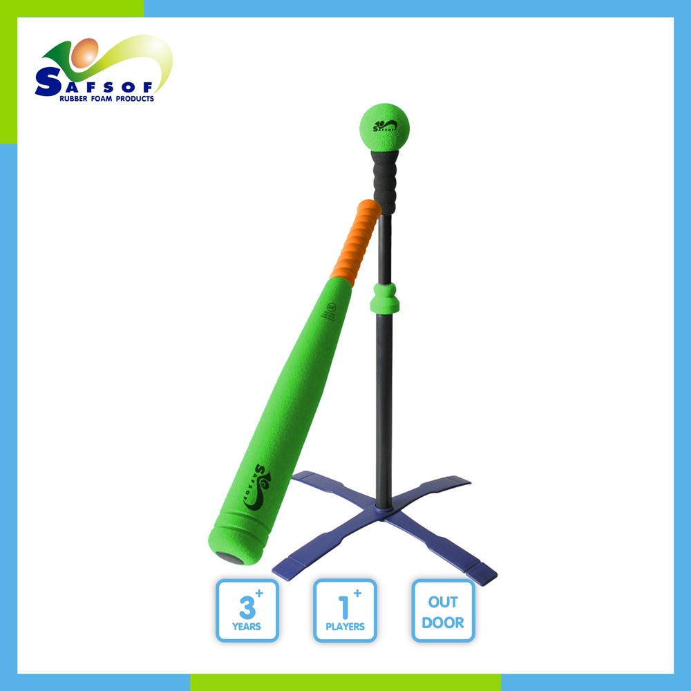Safsof Tee-Ball ไม้เบสบอล หุ้มยางฟองน้ำ พร้อมขาตั้งฝึกตีบอล รุ่น TB-24S