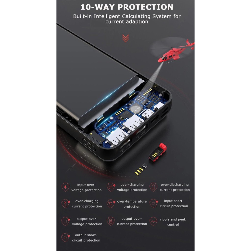 Yoobao Z4 (ซองกันน้ำ) 30000mah Fast Charging 2.1A แบตเตอรี่สำรอง Power Bank Super #8