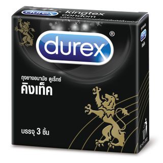 (1 กล่อง มี 3 ชิ้น) Durex Kingtex Condom ดูเร็กซ์ คิงเท็ค ถุงยางอนามัย ขนาดมาตรฐาน 49 มม.