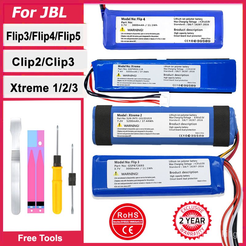 เปลี่ยนแบตเตอรี่สำหรับ JBL Charge Flip Clip Xtreme 2 3 4 5 Flip3 Flip4 Flip5 Clip2 Clip3 Xtreme2 GSP0931134 ลำโพงค้างคาว